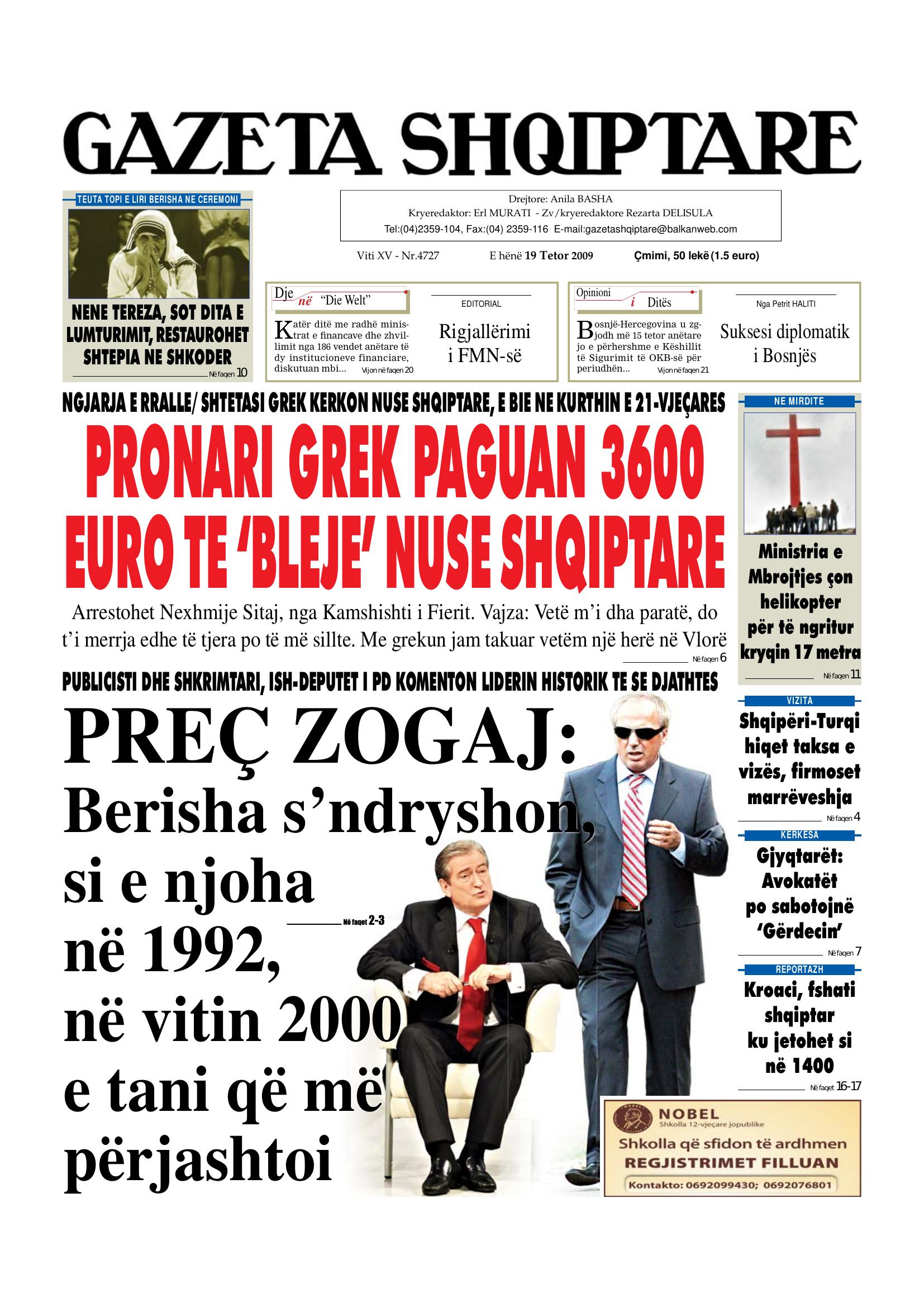 Gazeta Shqiptare 2009-10-19